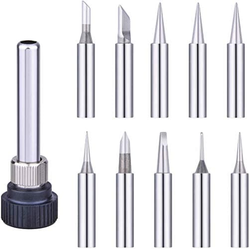 Image of 10pcs 900M-T Soldering Iron Tips, Fit for ATTEN, TENMA,Hakko, Quick, Aoyue, Maplin, Yihua Solder Station, ABF Soldering Station, Soldering Gun, Lead-Free Solder Iron Tip with 1pcs Welding Sleeve