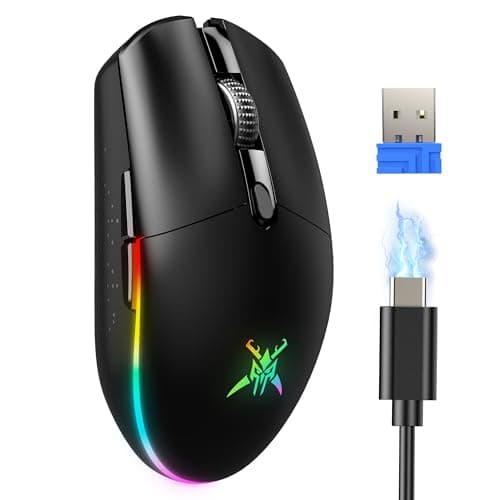 Image of TECKNET Wireless Gaming Mouse, 8000 DPI, RGB Lighting, 6 Programmable Buttons, Lightweight 72g, 100h Battery Life Fast Response Gaming Mouse for Laptop, PC, Mac