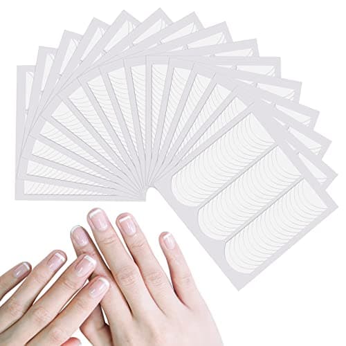 Image of Hanyousheng 1350pcs Nail Stickers, 25sheets French Tip Stickers with Moon Design - Self-Adhesive for Manicure Decoration DIY Tools