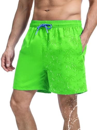 Image of SERENYOU Mens Swimming Shorts Breathable Quick Dry Swim Trunks Youth Beachwear Green XXL
