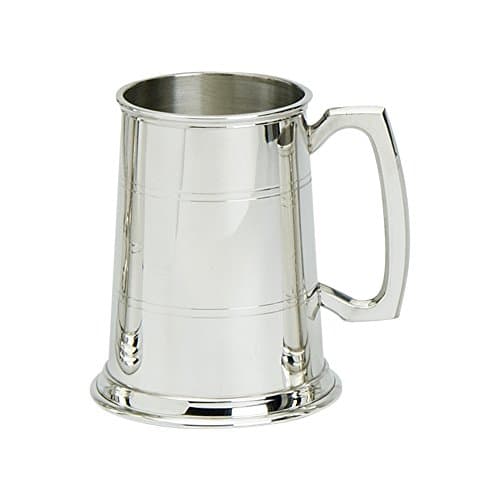 Image of Edwin Blyde 61100 & Co 1 Pint Tankard with Solid Metal Base-Two Lined Body with Traditional Standard Handle, Pewter, 11 x 14.5 x 11 cm