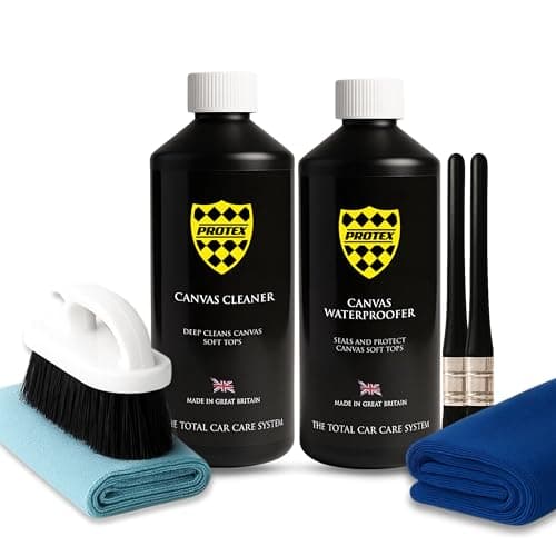 Image of PROTEX Convertible Soft Top Care Kit with Canvas Cleaner & Waterproofer - 500ml, Giant Microfibre Towel, Brushes and Microfibre Clothes - COMPLETE KIT