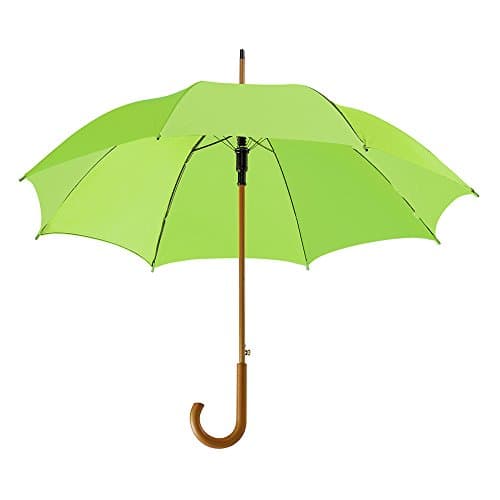 Image of eBuyGB Automatic Opening Classic Wooden Crook Handle Large Umbrella Rainproof for Men and Women Umbrella Windproof Strong - Light Green 41.5 Inch / 105cm Span 90cm Length