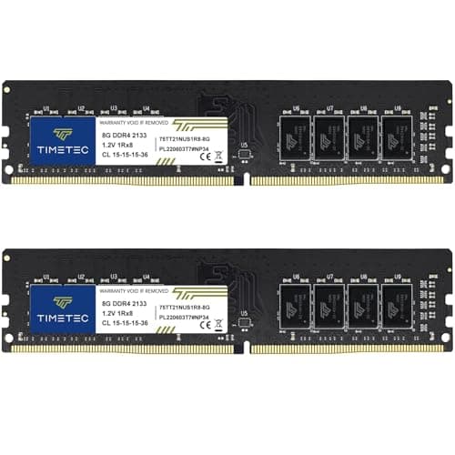 Image of Timetec 16GB KIT (2x8GB) DDR4 2133MHz (PC4-2133P) PC4-17000 UDIMM Desktop RAM – 288-Pin 1.2V CL15 Non-ECC Unbuffered DIMM Memory Module Upgrade