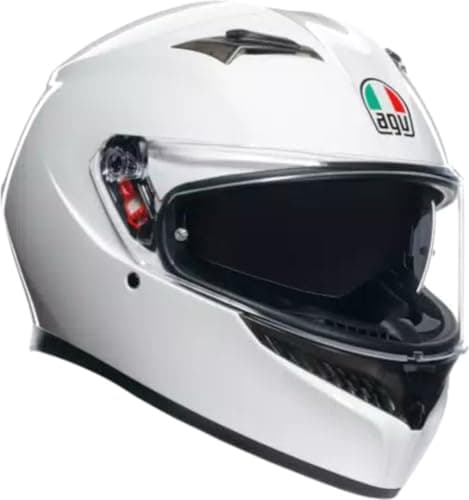 Image of AGV - K3 E2206 MPLK, Full-face ECE Motorcycle Helmet with Spoiler and Scratch Resistant UV Visor, with Interphone Ready, Mono White, Unisex, L