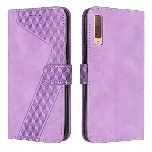 Image of OKZone Compatible With Samsung Galaxy A7 2018/A750 Case, Wallet Case PU Premium Leather with Card holder Magnetic Shockproof Flip Cover Bookstyle Phone Cases Cover for Samsung A7 2018/A750 (Purple)