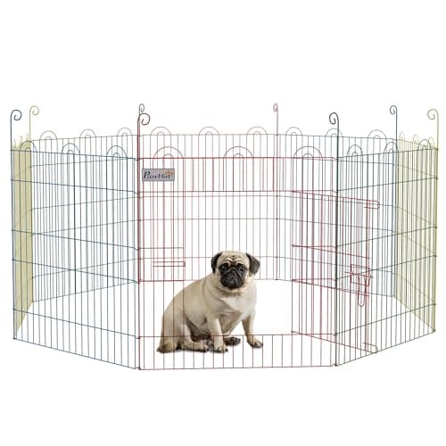 Image of PawHut Pet Playpen Dog Puppy Crate Kennel w/Door, 60H x Φ156cm