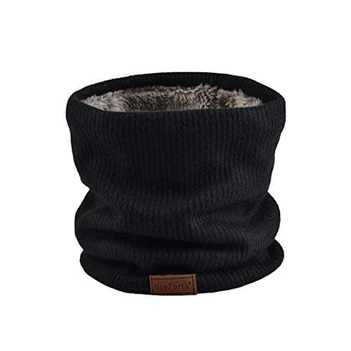 Image of NovForth Unisex Winter Tube Scarf, Ski Neck Warmer kerchief for men, Face scarf for women, Fleece Tube Scarf for men, Gaiter Mask, Thick Windproof Loop Scarf, Black X2, M