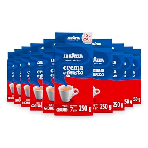 Image of Lavazza Crema e Gusto Classico Ground Coffee, Dark Roast, 250g Each, 10-Pack - Ideal for Moka and Filter