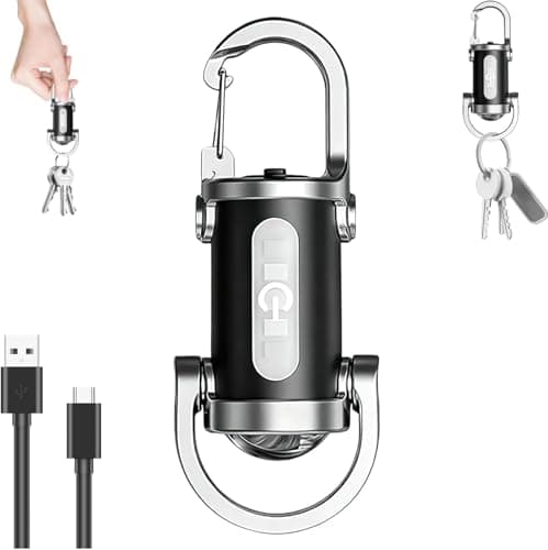 Image of 1200LM Super Bright Mini Keychain Flashlight, USB-C Rechargeable Waterproof Torch High Lumens Pocket EDC Pocket LED Torch for Camping Hiking Emergency Power Outages Outdoor(Black)
