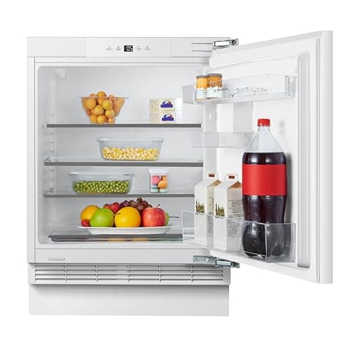 Image of Teknix BITHUL4 Integrated Undercounter Larder Fridge - Built In with 138 Litre Capacity - Reversible Door - Digital Controls - White