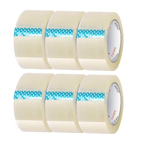 Image of ARVO Clear Packing Tape 6 Rolls with Low Noise (48mm x 60m) - Durable Parcel Sealing Tape for Packing Boxes, Secure Packaging for Moving House