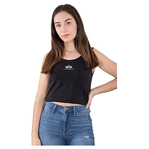 Image of ALPHA INDUSTRIES Women's Basic Crop-Tank SL Wmn Short Sleeve T-Shirt, Black, M