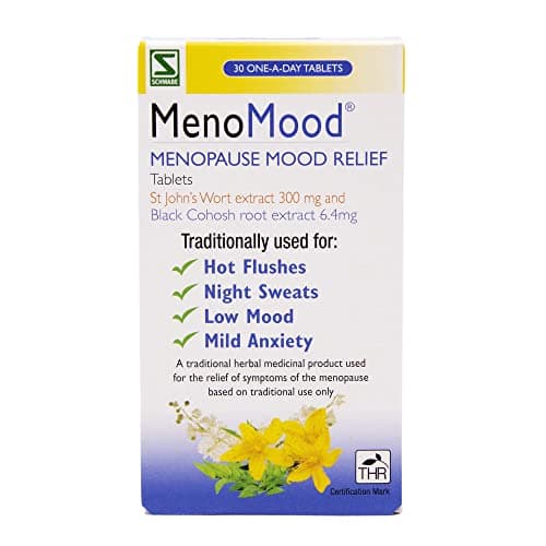 Image of Schwabe Pharma - MenoMood - Menopause Mood Relief - St. John's Wort and Black Cohosh Extract - Traditionally Used for Hot Flushes, Night Sweats, Low Mood, Mild Anxiety - 30 Tablets