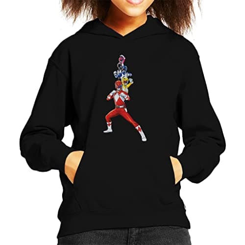 Image of All+Every Power Rangers Action Line Up Kid's Hooded Sweatshirt Black