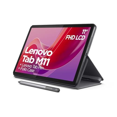 Image of Lenovo Tab M11 Android Tablet | 11 Inch Full HD 1200p | 128 GB | Lenovo Tab Pen + Folio Case | WiFi | 4 GB RAM | Luna Grey | Designed for Portable Entertainment