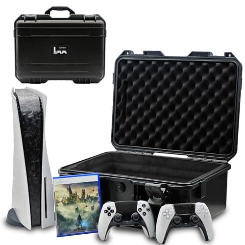 Image of Luck&Link Hard Shell Travel Case Compatible with PlayStation 5 Console, Controllers, PS5 Carrying Case with Customized Foam for Both Standard and Digital Editions (Black, for PS5 (2020))