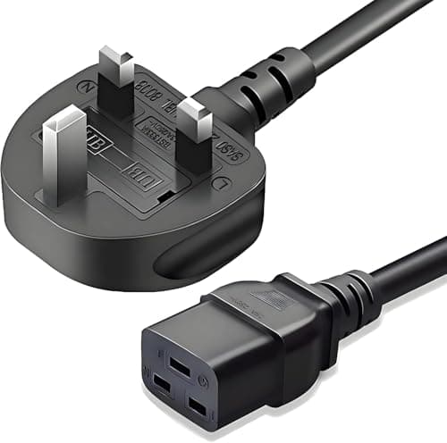 Image of 2m UK 3 Pin Plug to C19 Power Cable UK Mains Plug to C19 IEC 320 14AWG Extension Cord Leads IEC CI9 Power