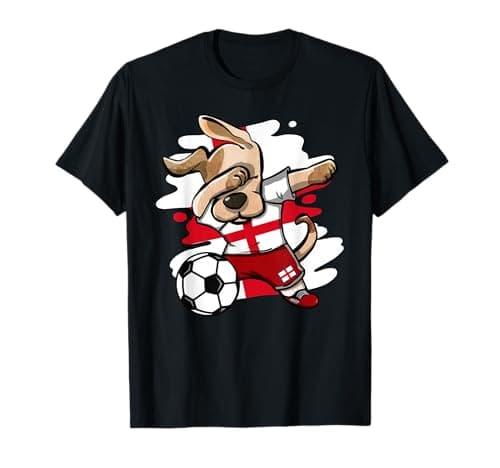 Image of Dabbing Dog England Soccer Fans Jersey English Flag Football T-Shirt