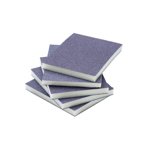 Image of ProDec 5 pk Medium Grit Flexible Foam Filled Sanding Pad for Flat & Curved Wood & Metal Surfaces Including Window Sills, Architraves, Skirting Board, Pipes, Railings, Furniture, Balustrades, Spindles
