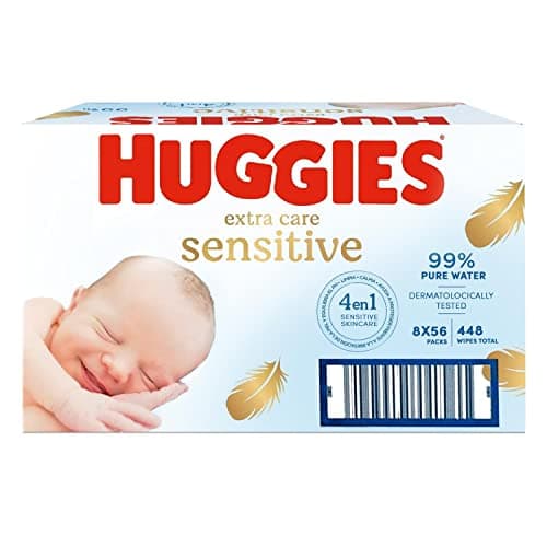 Image of Huggies Sensetive Extra Care Baby Wipes - Pack of 8x56 = 448 Wipes