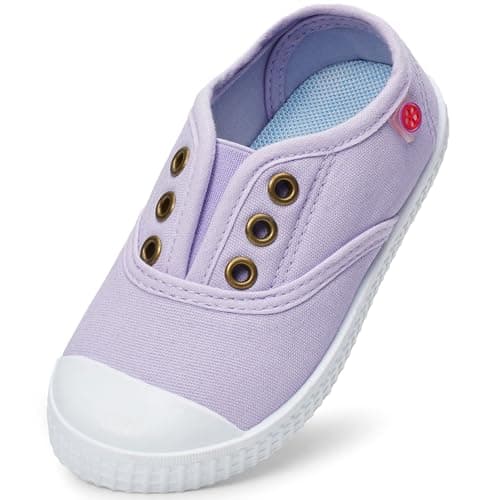 Image of Unisex Kids Canvas Shoes Toddlers Sneakers Breathable Slip-on Trainers Pumps Plimsoles for Boy and Girls. Lilac 12