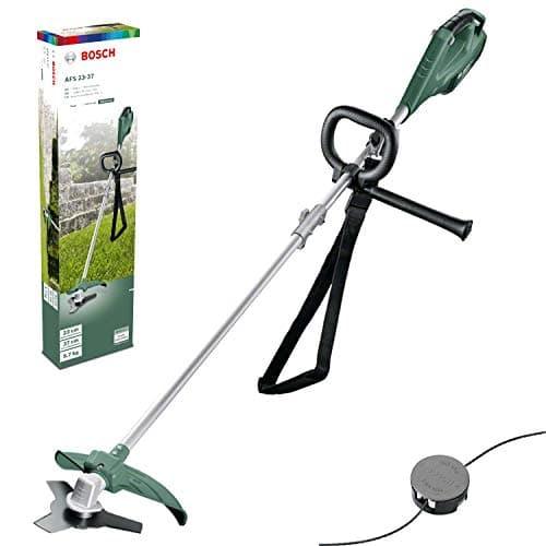 Image of Bosch Strimmer AFS 23-37 (Three-Prong Blade, Spool for Cutting Line, 3x Cutting Lines, Auxiliary Handle, Protective Guard, Cardboard Box, 1000W)