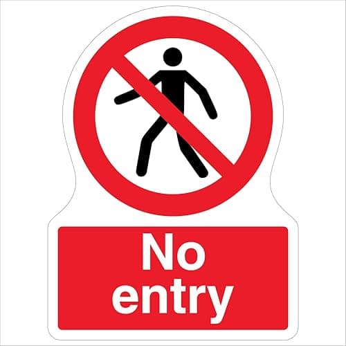 Image of V Safety No Entry - Shaped Sign 150 x 200mm - 2mm Rigid Plastic Safety Sign