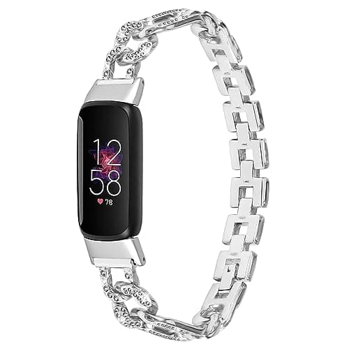 Image of Gimuk Straps Compatible with Fitbit Luxe Metal Strap for Women Men, Adjustable Bling Rhinestones Stainless Steel Wristband Replacement Strap Arm Bands Bracelet for Fitbit Luxe Fitness Tracker