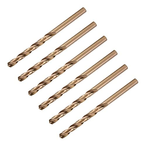 Image of Utoolmart Twist Drill Bits 6.5mm Dia Split Point Tip High Speed Steel Cobalt Straight Shank Drilling Hole Tool for Steel Wood Plastic Metal Copper Aluminum Alloy Champagne Color 4pcs