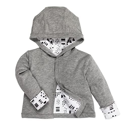 Image of HonestBaby Baby Organic Cotton Reversible Hoodie, Pattern Play, 3-6 Months