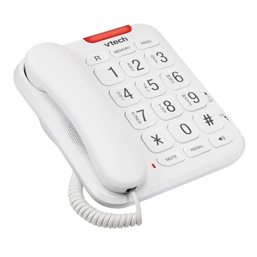 Image of VTech CL1100 Corded Landline House Phone with Big Button, Visual Ring Indicator, Speed Dial, Handsfree Speakerphone, No AC Power Needed, Hearing Aid Compatible (Renewed)