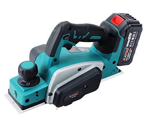 Image of KATSU FIT-BAT Cordless Planer 21V/18V with 4.0Ah Battery and Charger, Electric Hand Planer with 82mm Width and 2mm Depth, 15000rpm, Extra Set of Blades Included 102785