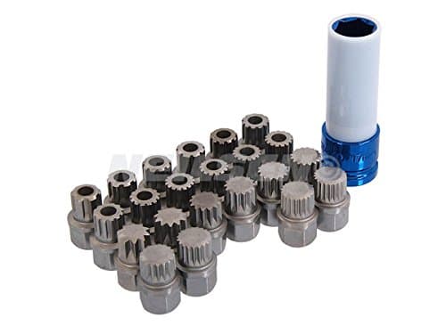 Image of Neilsen CT3988 23pc Locking Wheel Nut Key Set- Compatible with VAG Vehicles | 1/2in.Dr | 17mm Socket | Multi-Ribe & Spline Bits