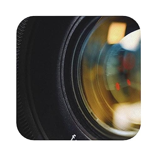 Image of Camera Lens Leather Coasters Set Of 6 For Women Men For Various Cups, Tables & Home Decor, 4 In
