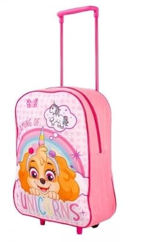 Image of Top Linen Kids Travel Trolley Backpack - Wheeled Suitcase Rucksack Bag - Children Favourite Characters Foldable Carry-on Luggage Carrier Bag - Standard Dreaming of Unicorns Trolley Bag