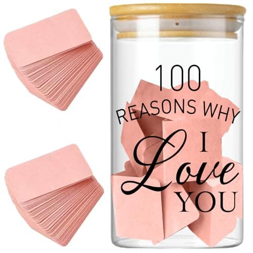 Image of Love Memory Jar for Notes,Anniversary Couples Gifts for Boyfriend Girlfriend Husband Wife Christmas Gifts Reasons Why I Love You Jar for Anniversary Engagement Bridal Wedding Registry-Pink