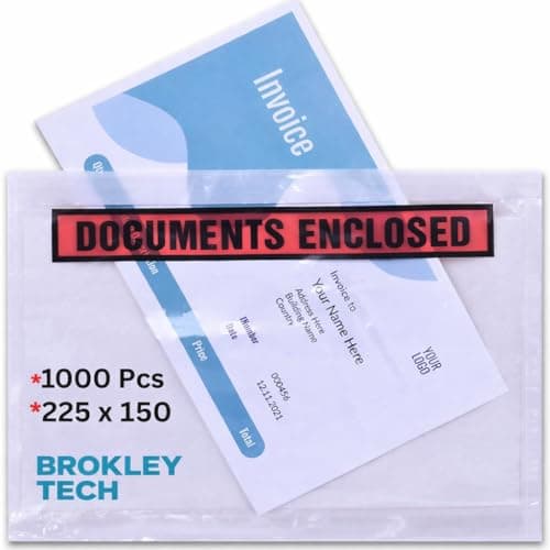 Image of 1000 x A5 Printed Document Enclosed Wallet (225 x 165 mm) | Peel & Seal Clear Plastic Envelopes/Sleeves/Pockets/Wallets | Attach Invoices, Packing Lists & Delivery Notes to Parcels