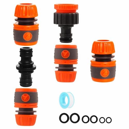 Image of Garden Hose Pipe Connectors and Fittings Set - Outside Garden Hose Tap Connector Hose Pipe Connector, Hosepipe Connectors to Outdoor Tap Connectors Adapter for Taps G 3/4" and 1/2" inch