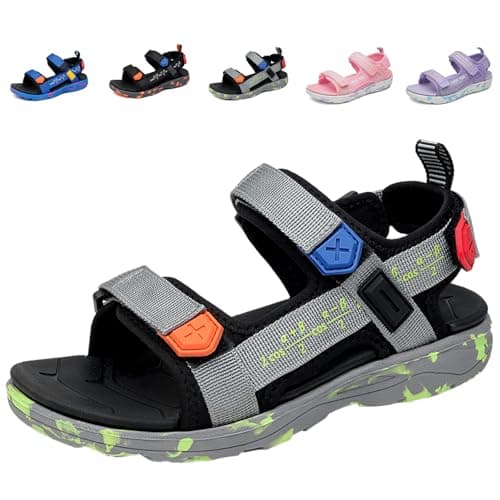 Image of Fadezar Boys Girls Sandals for Kids Sports Outdoor Sandals with Adjustable Strap Open Toe Summer Footwear Grey UK 12 (CN 29)