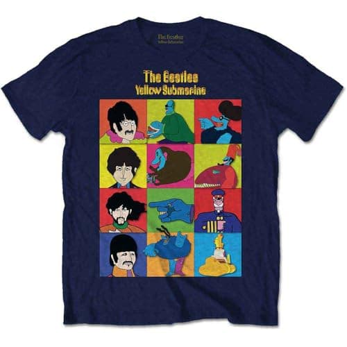 Image of The Beatles - Submarine Characters T-Shirt for Kids/Girls, Navy blue, 5-6 Years
