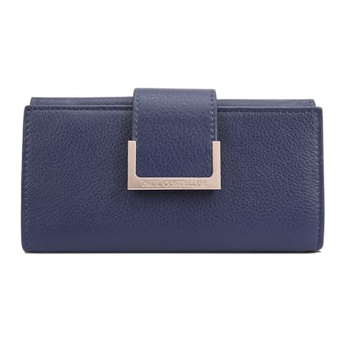 Image of Paul Costelloe Genuine Leather Women's Wallet - Designer RFID-Blocking Bifold Clutch with Multiple Card Slots & Zip Coin Pocket - Available in 6 Stylish Colours, Alto (IRIS)