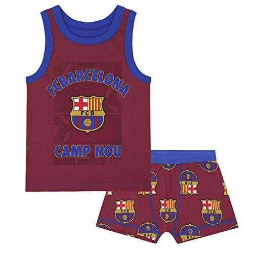 Image of Barcelona FC Official Boys' Tank Top and Boxer Set Football Theme, Blue, 10-11 Years