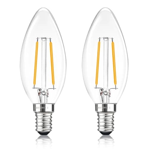 Image of Liuyife C35 E14 2W LED Candle Light Bulbs, Warm White 2700K, SES Filament Small Edison Screw 2W Equivalent 25W Light Bulb, 200LM, Non-Dimmable, 2 Pack