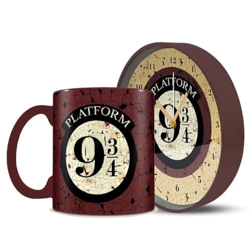 Image of Pyramid Harry Potter Platform 9 3/4 Mug and Desk Clock Morning Set, Brown