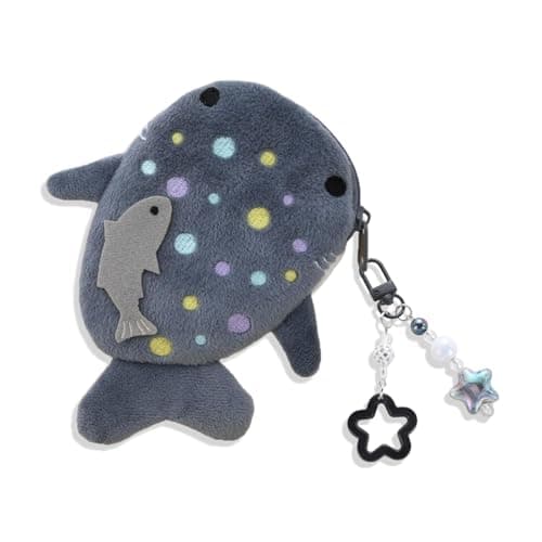 Image of Hoheng Plush Keychain Cute Bag Charms Whale Shark Coin Purse Kawaii Plush Change Purse Handmade Key Chain