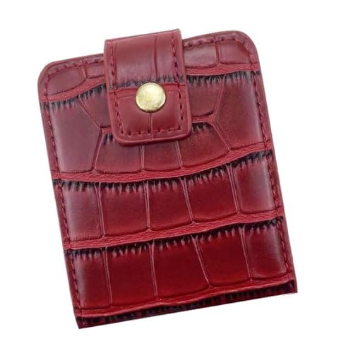 Image of Leather Lipstick Case with Mirror, Mini Portable Organiser, Mirror Protection Boxbutton, for Women and Girls,Lipsticks, Lip Glazes, Powder(Burgundy)