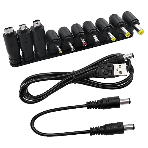 Image of Universal DC Power Adapter Tips Kit,KUOQIY 10 PCS 5.5 X 2.1mm 90 Angle DC Barrel Jack Adapter, with 2 PCS Cable, for Fans, Routers, Desk lamps, Computers