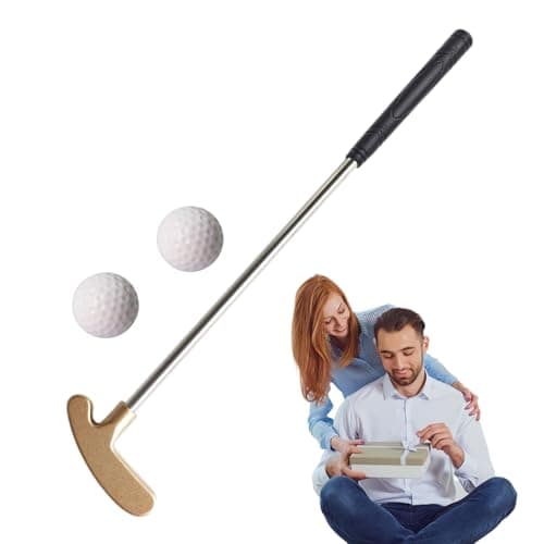 Image of Mini Golf Putter Set, 2-Way Stainless Steel Desktop Putting Game with 2 Metal Balls, Office Desk Toy & Golf Gift for Adults, Home Bar or Office Decor