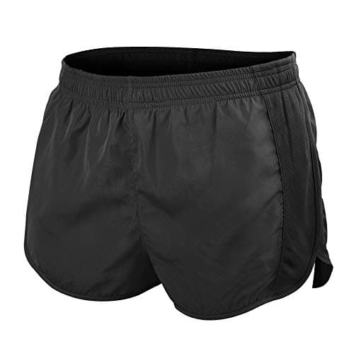 Image of Muscle Alive Men's Sports 1" Elite Split Running Shorts with Side Mesh Panel Quick Dry Lightweight Polyester Black M